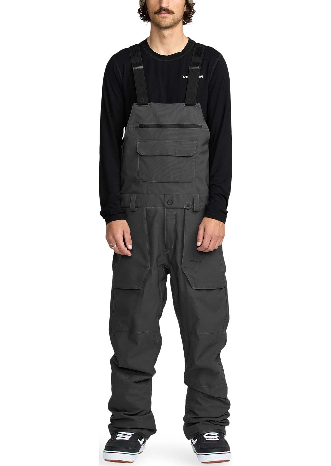 Volcom Men's Roan Bib Overall Pants Dark Grey