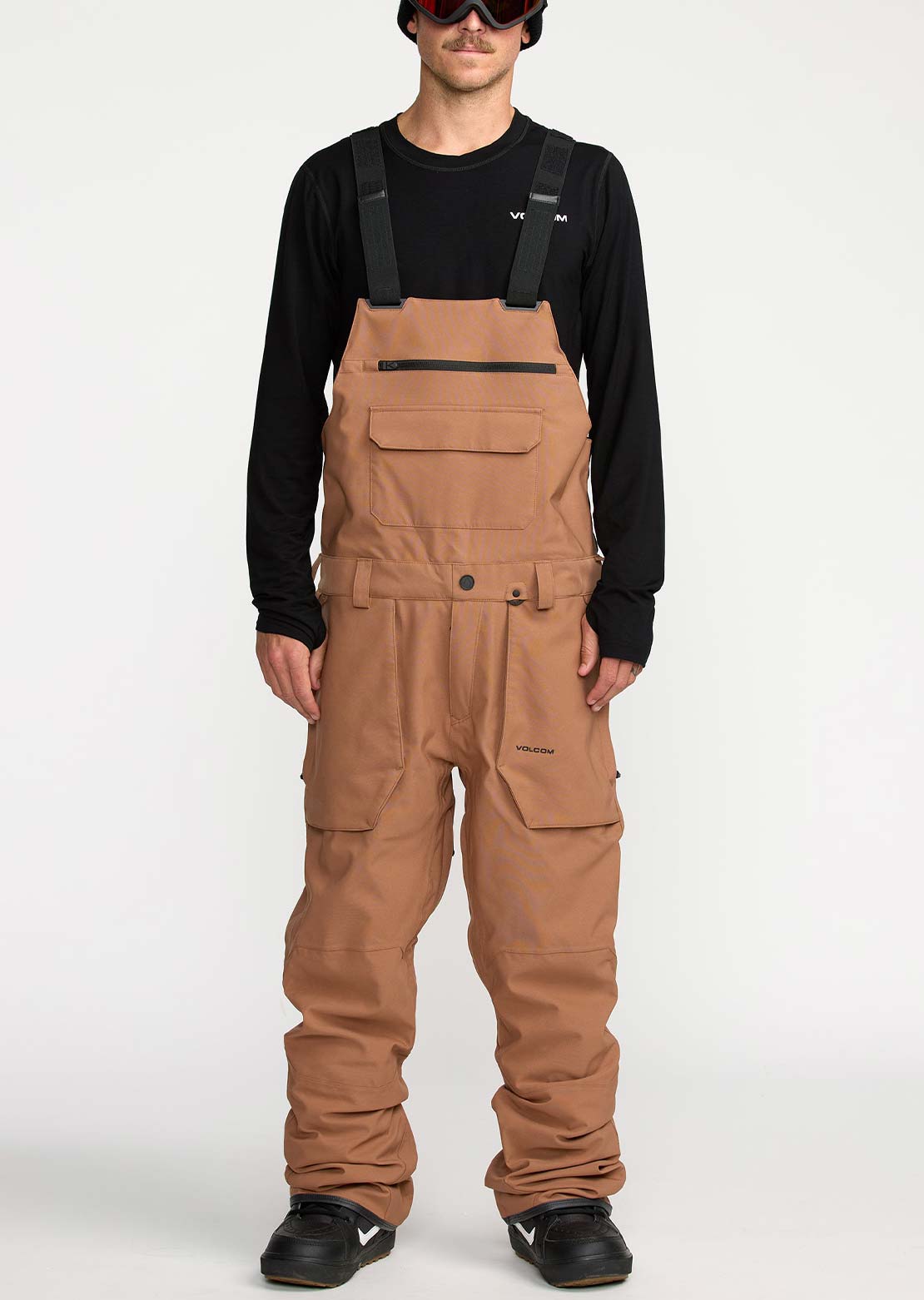 Volcom Men's Roan Bib Overall Pants Terra Brown
