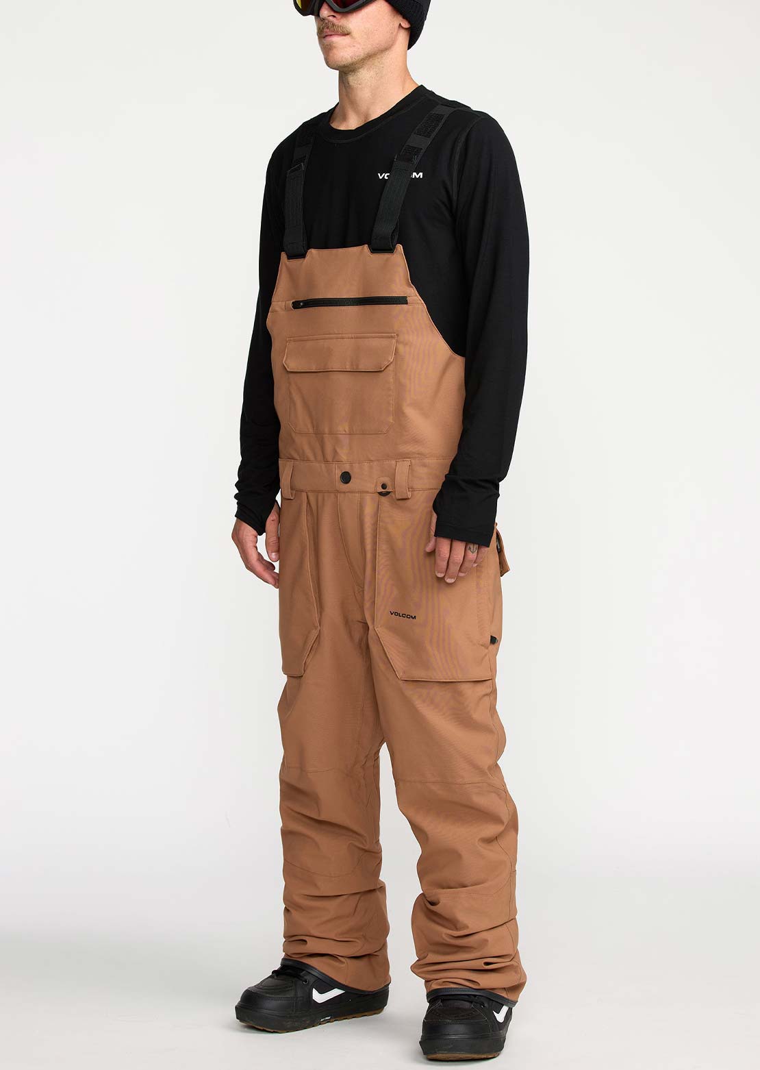 Volcom Men's Roan Bib Overall Pants Terra Brown