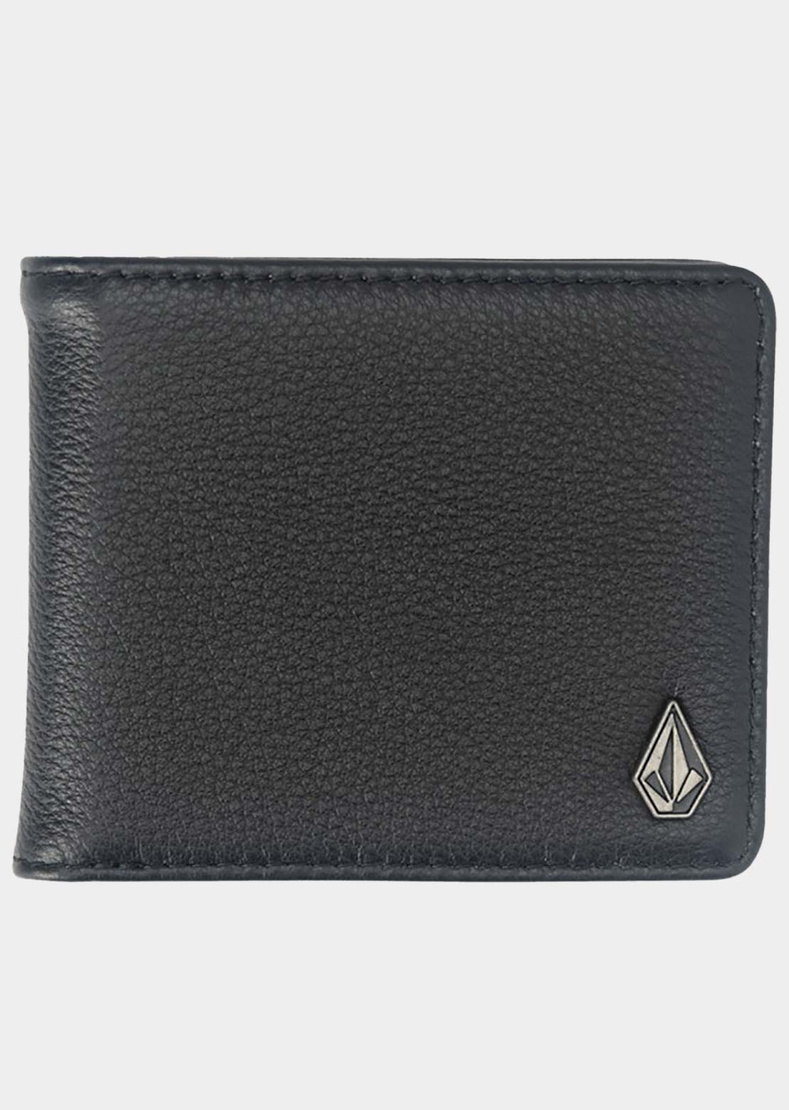 Volcom Men's Single Stone Leather Wallet Black