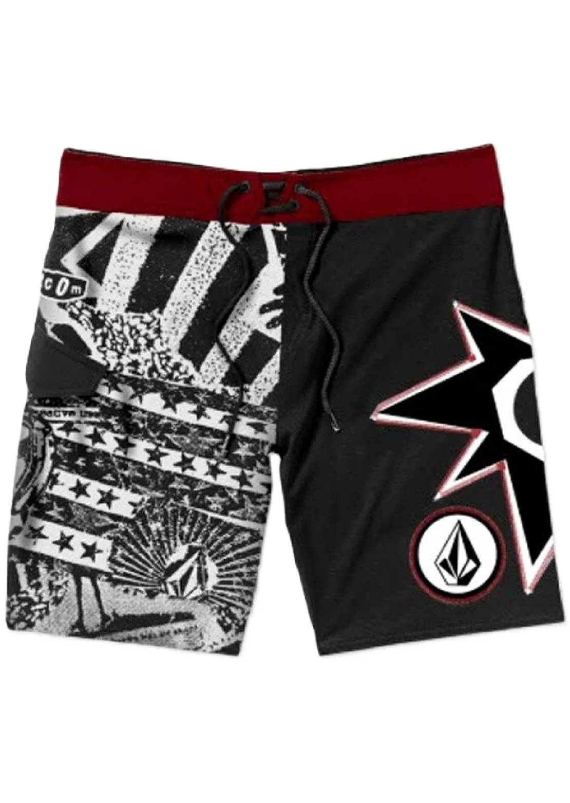 Volcom Men's ST4R G4ZER Mod 22 Boardshorts Black/Red