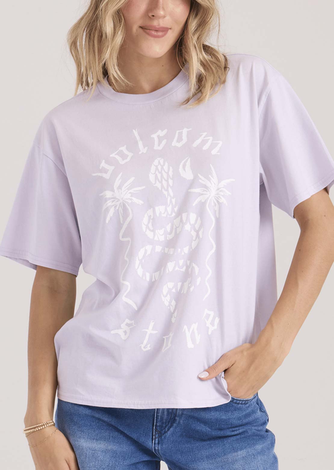 Volcom Women's Burnout BF T-Shirt Dusty Lavender