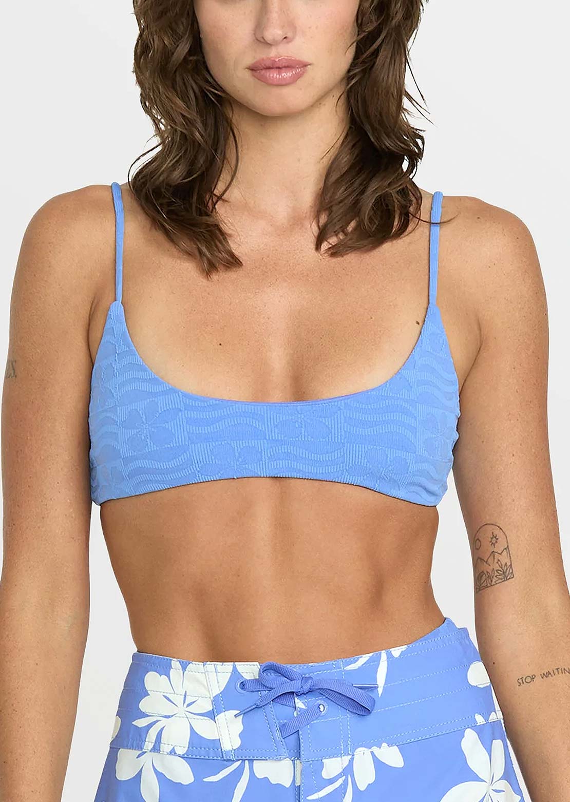 Volcom Women's Coco Crop Bikini Top Light Blue Acid