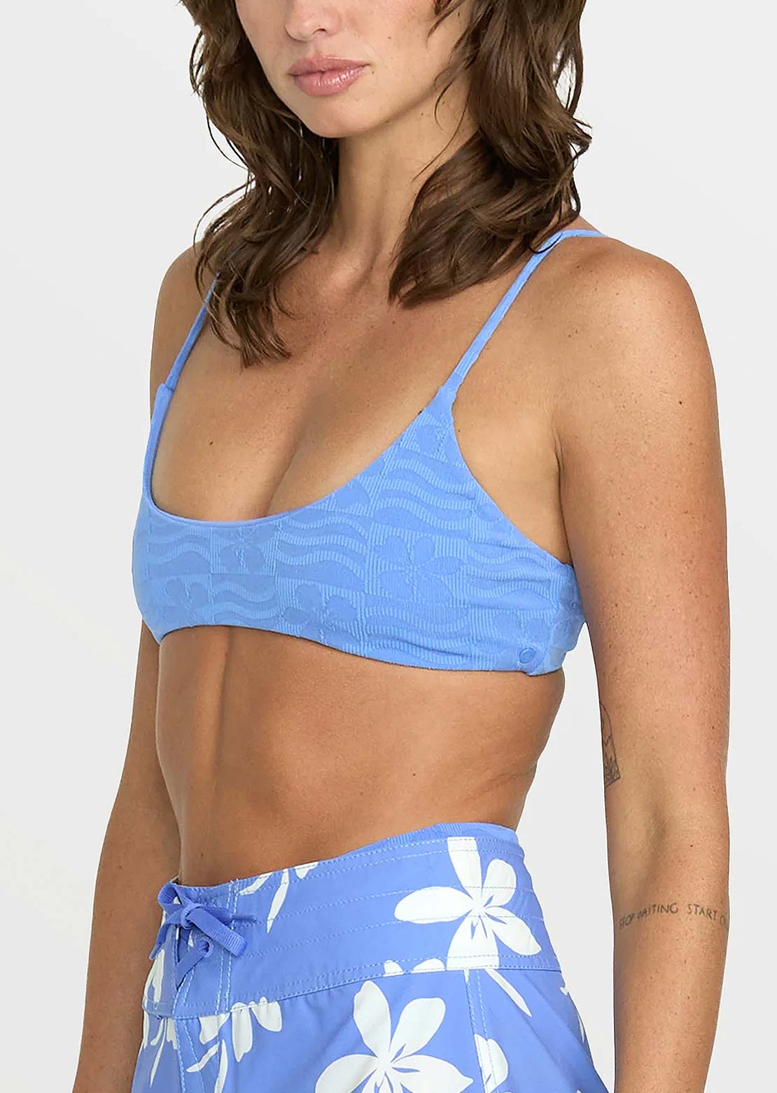 Volcom Women's Coco Crop Bikini Top Light Blue Acid