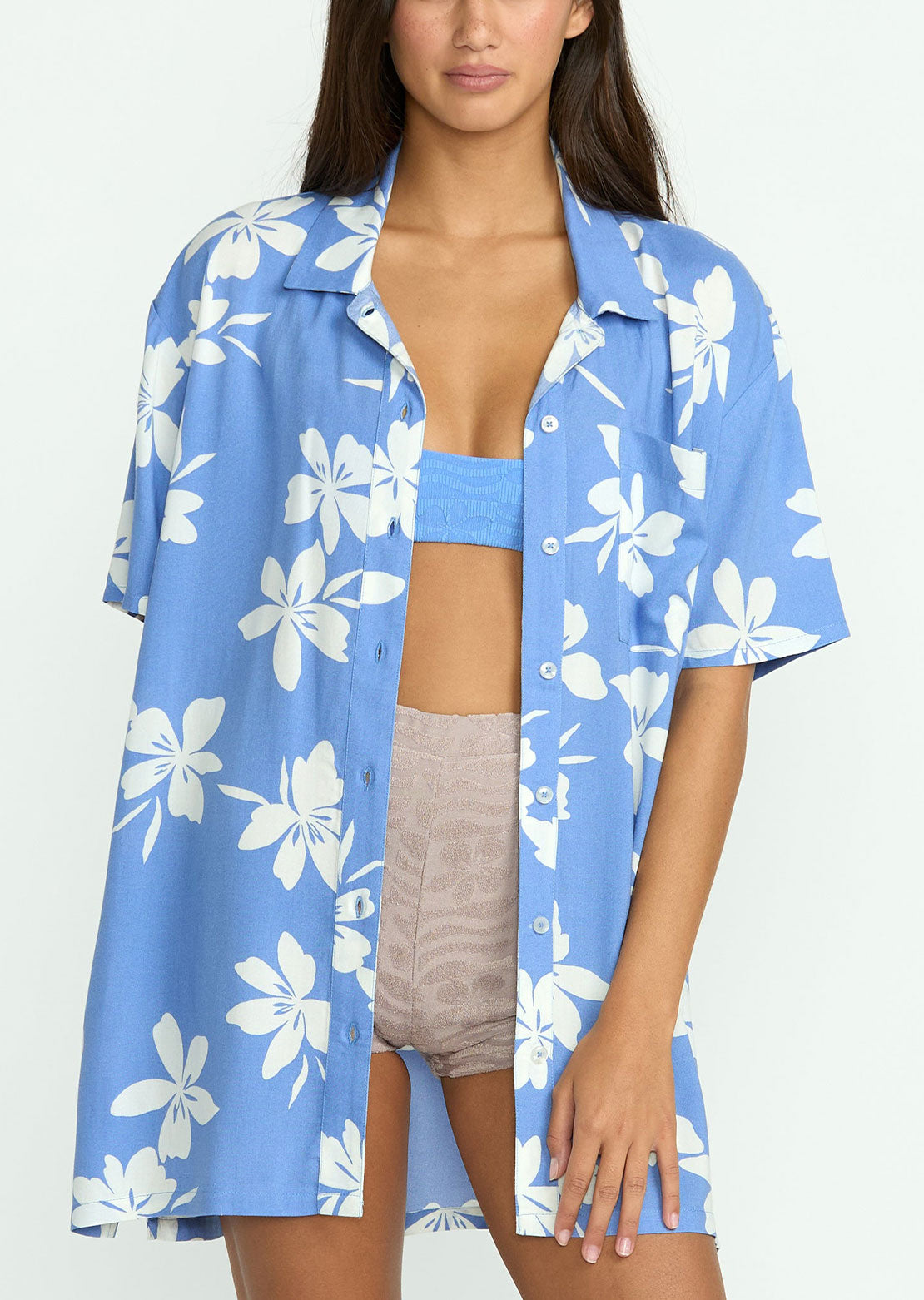 Volcom Women's Coco Ho Button Up Shirt Deep Water