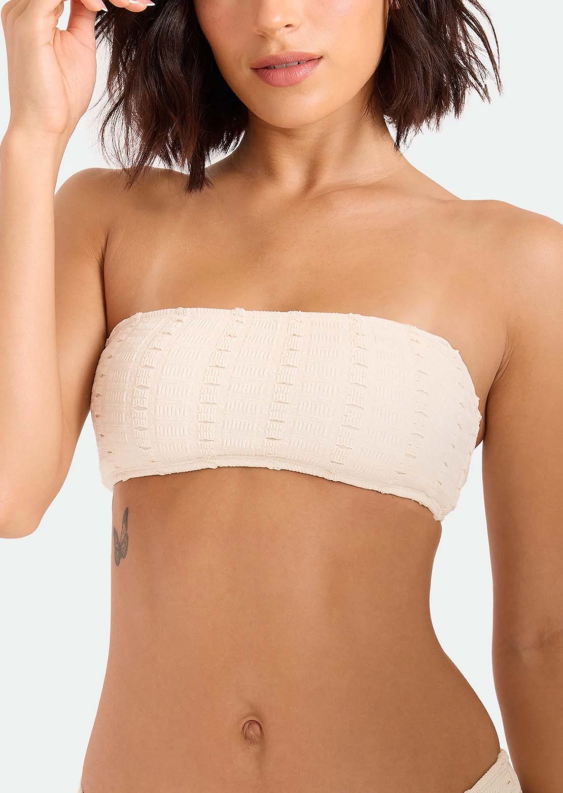 Volcom Women's Coco Low Tide Bandeau Bra Bikini Top White Sand
