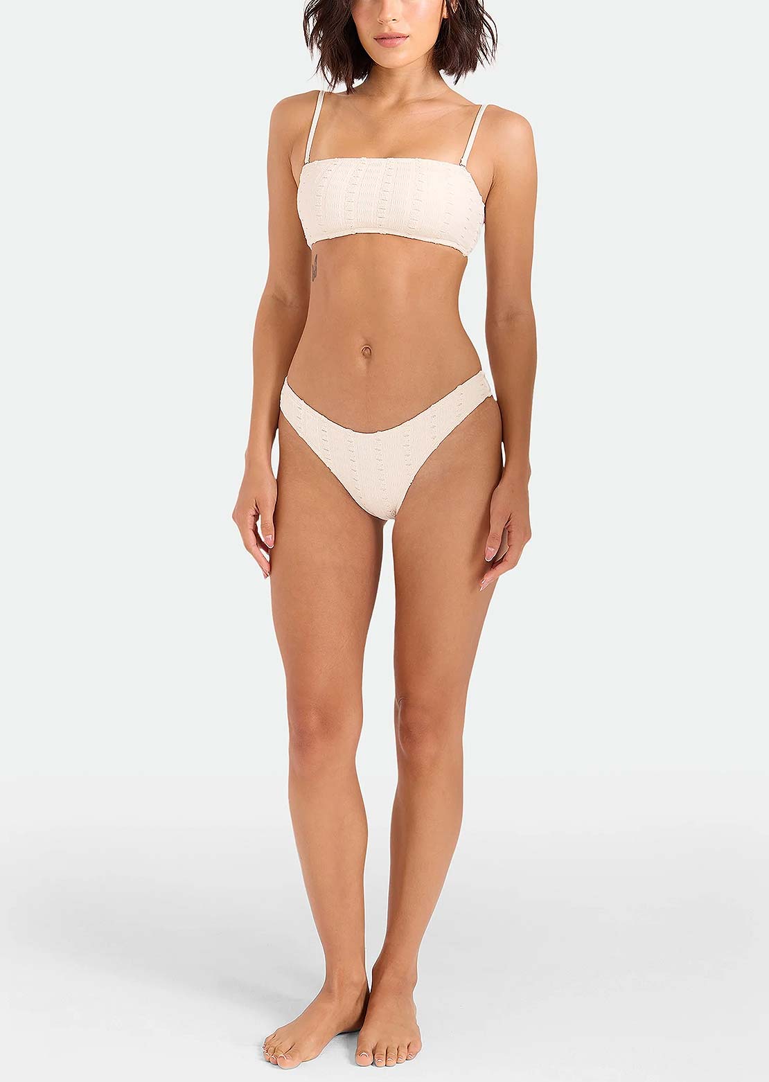 Volcom Women's Coco Low Tide Bandeau Bra Bikini Top White Sand