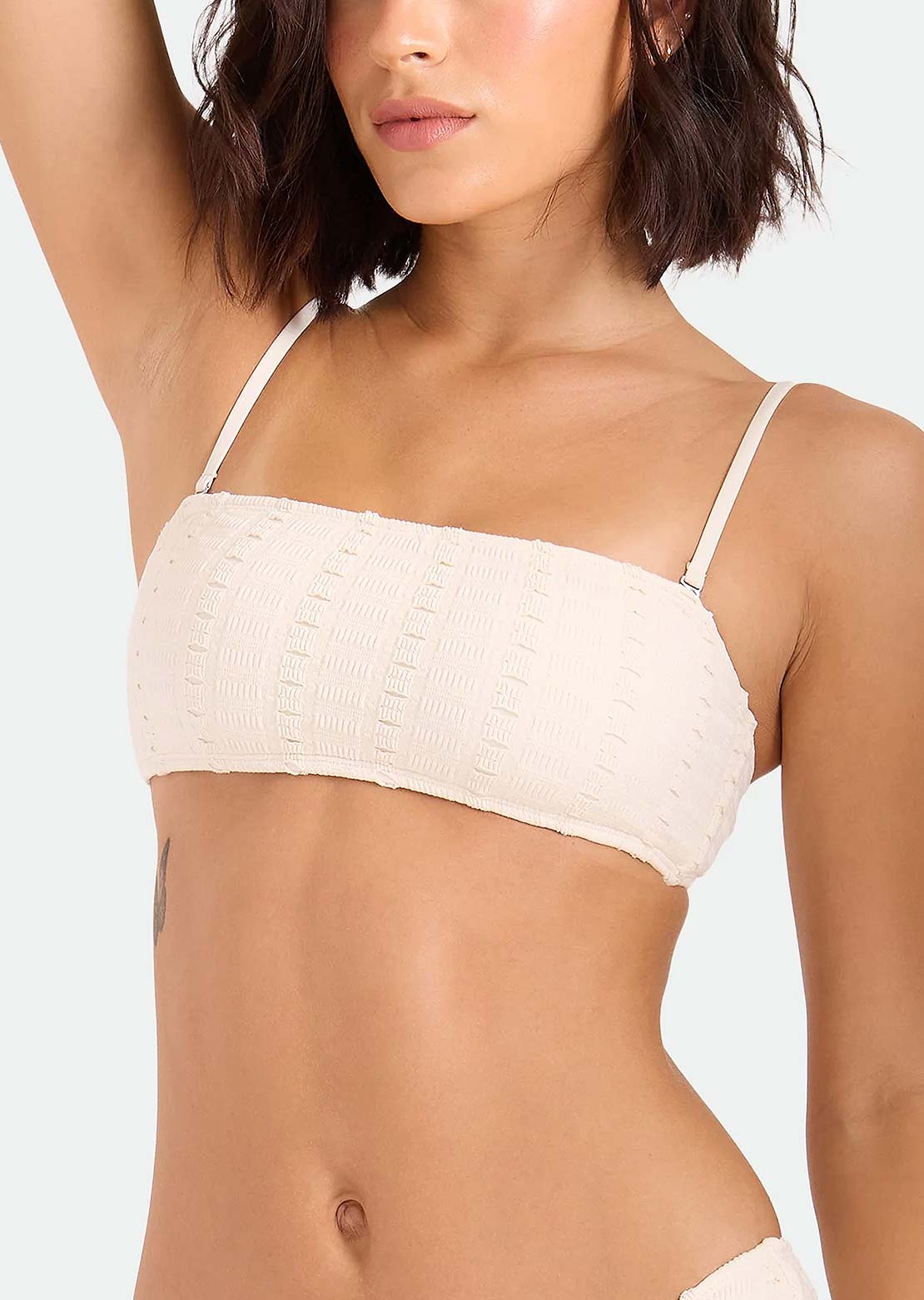 Volcom Women's Coco Low Tide Bandeau Bra Bikini Top White Sand