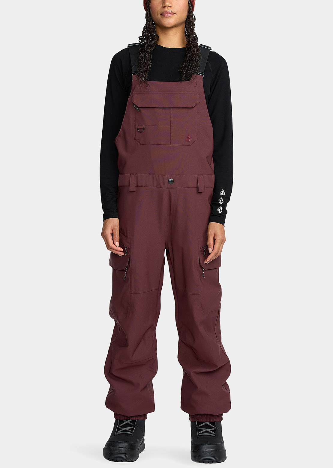 Volcom Women's Creston 3D Stretch Bib Overall Pants Oxblood