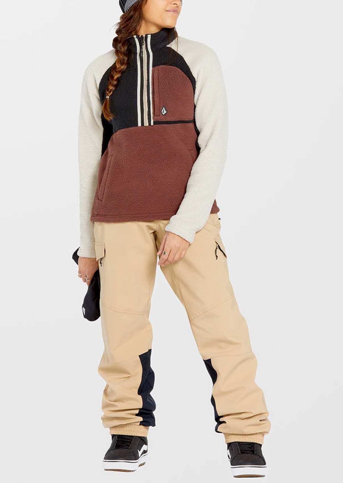 Volcom Women&#39;s Demi Half Zip Jacket Mahogany