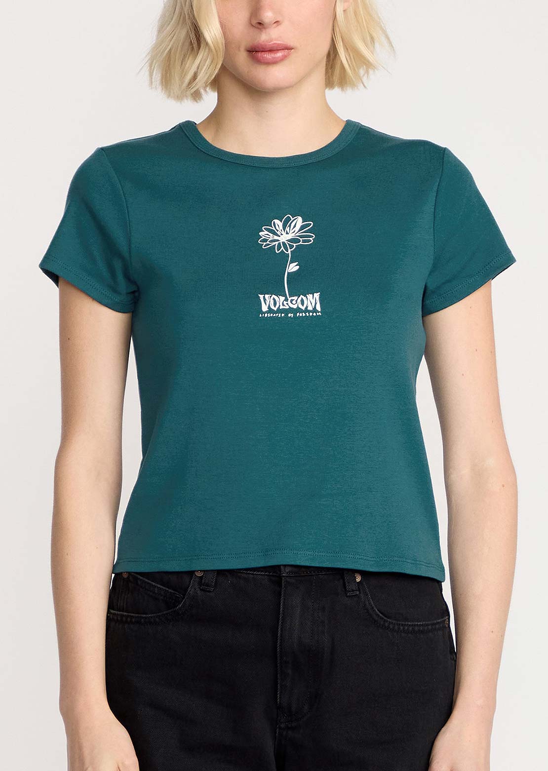 Volcom Women's Have A Clue T-Shirt Emerlgrn