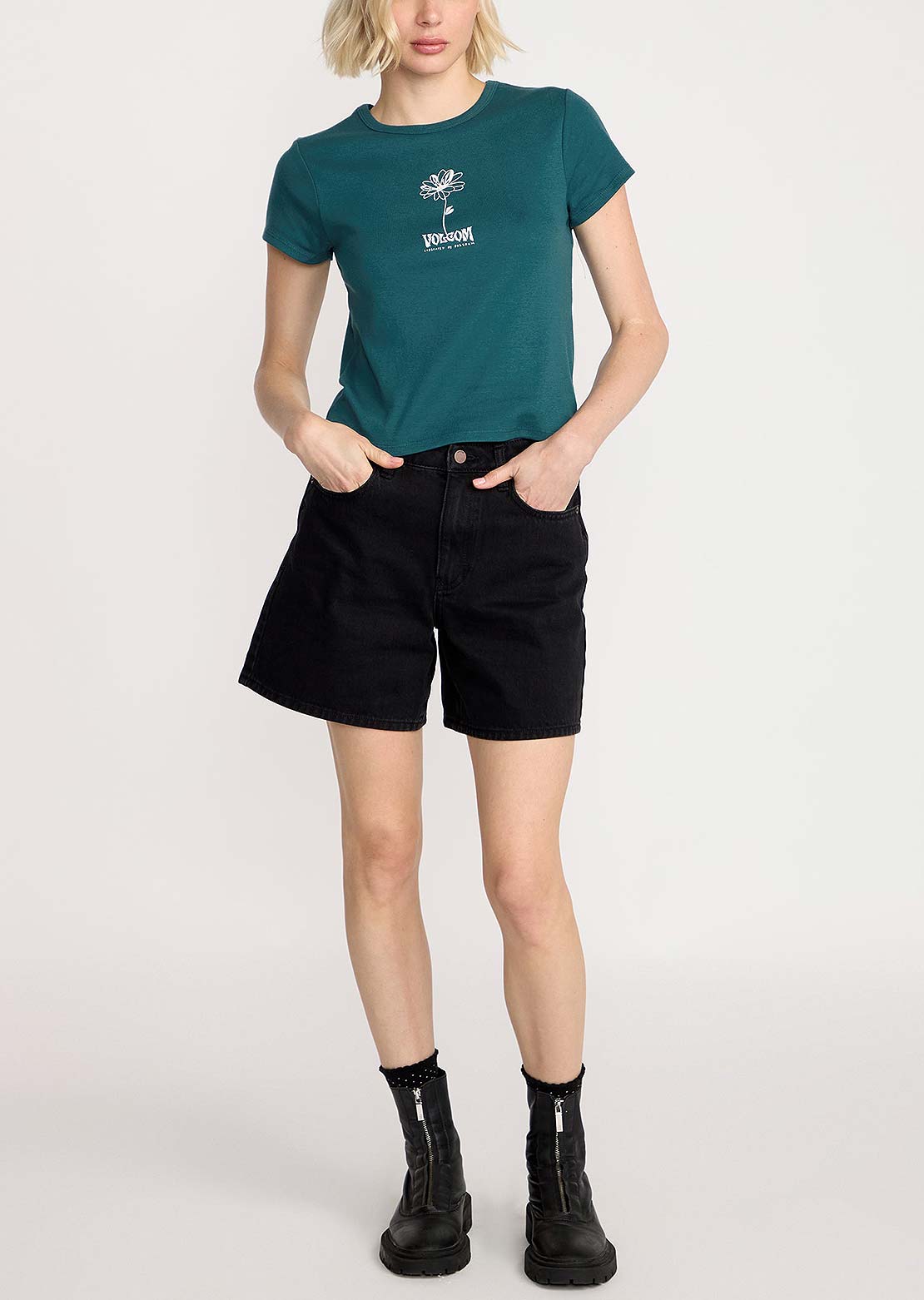 Volcom Women's Have A Clue T-Shirt Emerlgrn