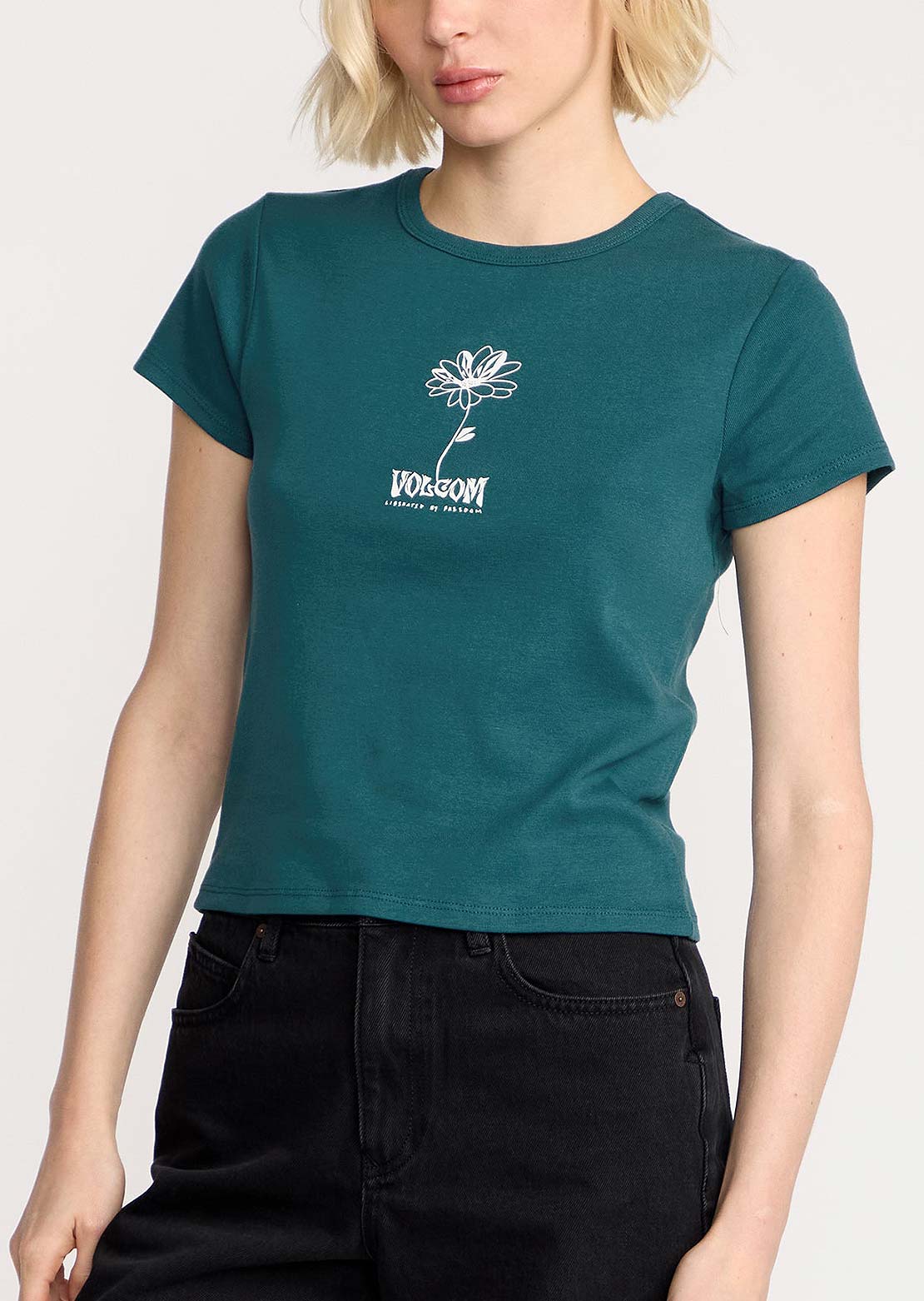 Volcom Women's Have A Clue T-Shirt Emerlgrn