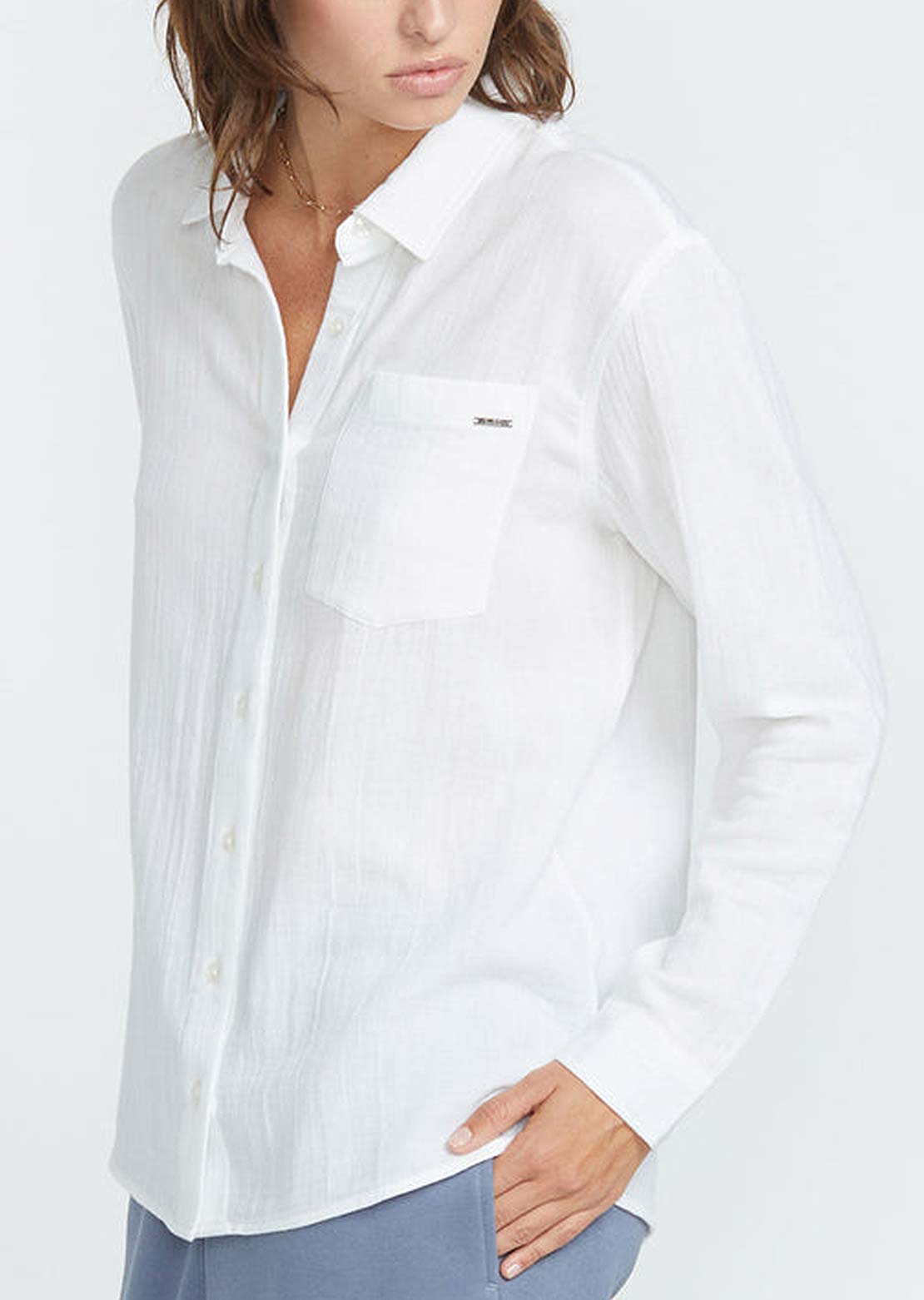 Volcom Women's Lil Button Up Shirt White