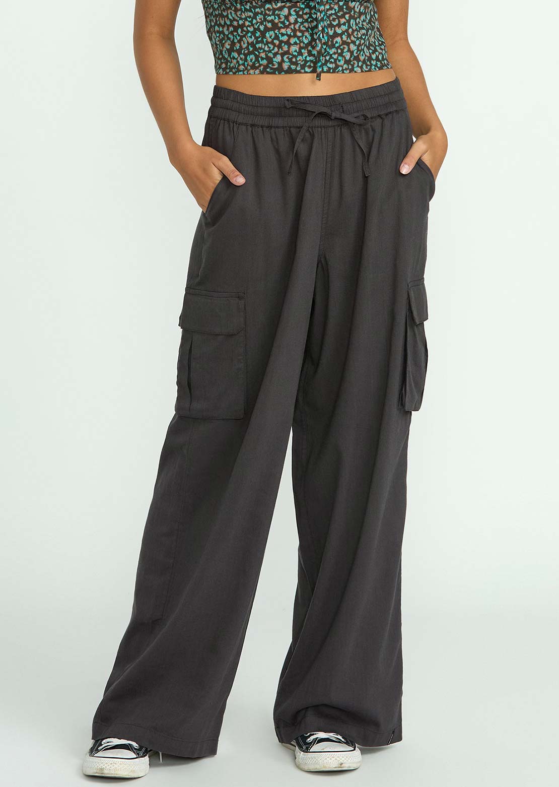 Volcom Women's Lived In Beach Pants Vintage Black