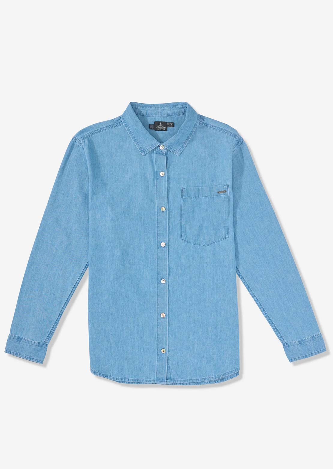 Volcom Women's Lived In Button Up Shirt Chambray