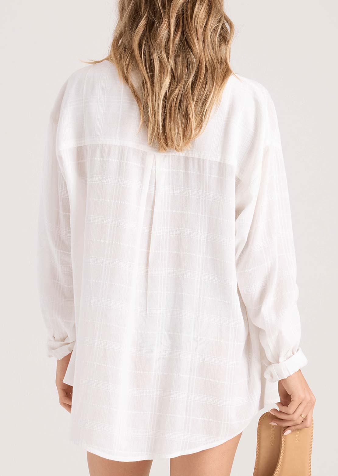 Volcom Women's Lived In Button Up Shirt Star White