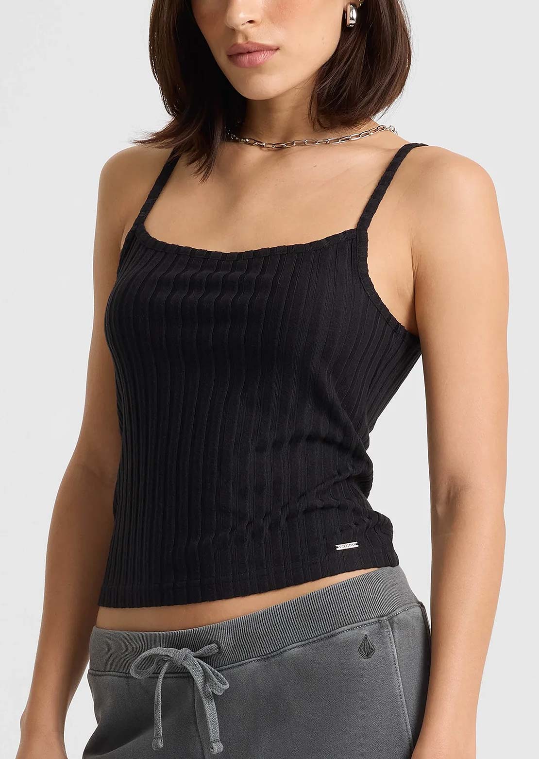 Volcom Women's Lived In Rib Tank Top Vintage Black