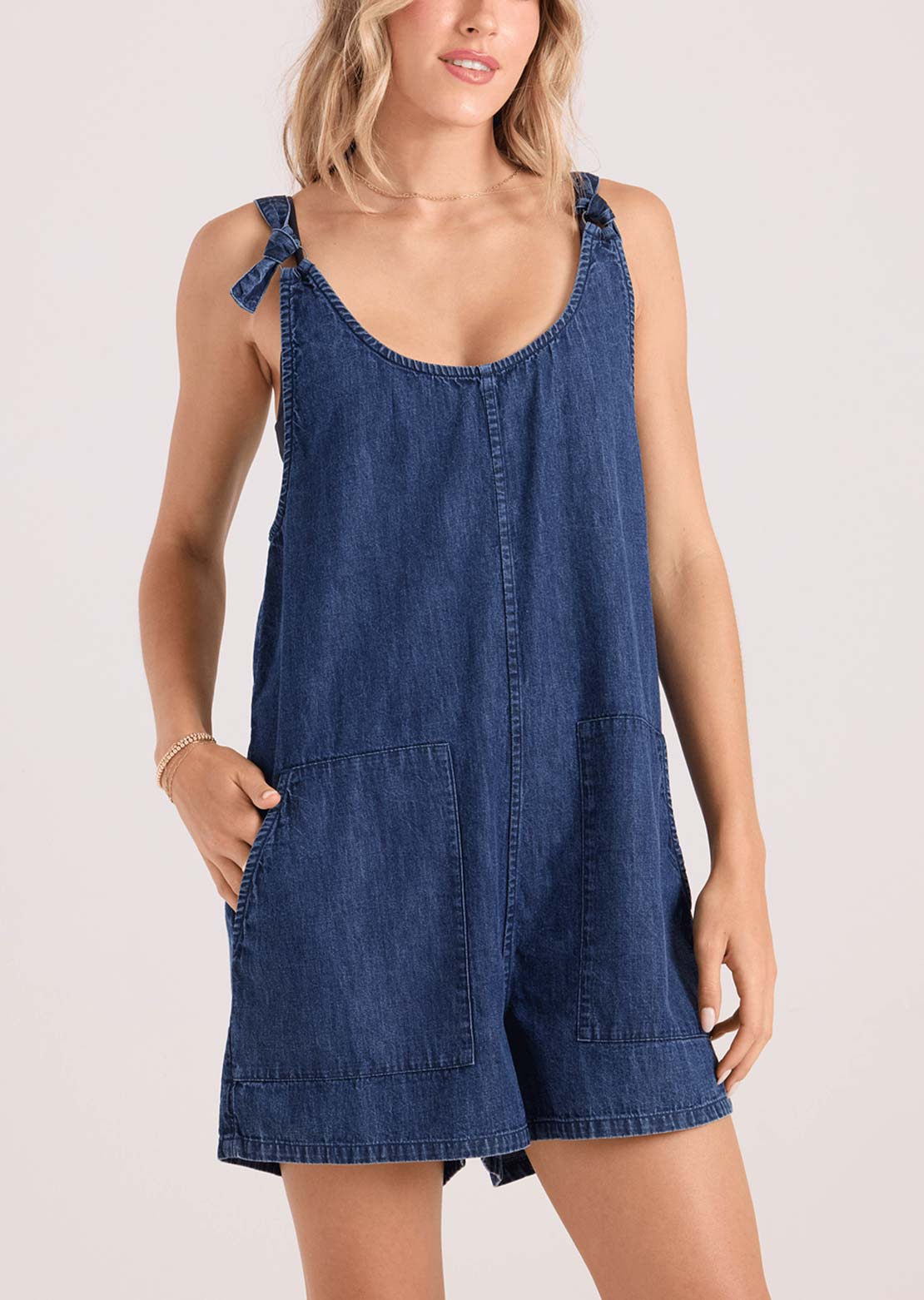 Volcom Women's Lived In Short DBY Romper Deja Blue