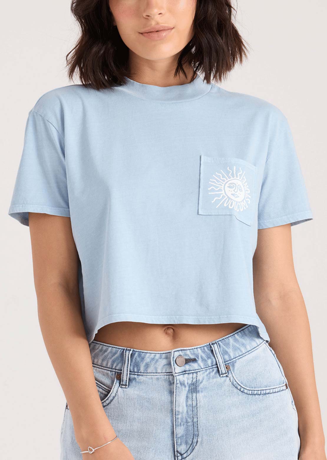Volcom Women's Pocket Dial T-Shirt Charcoal Blue
