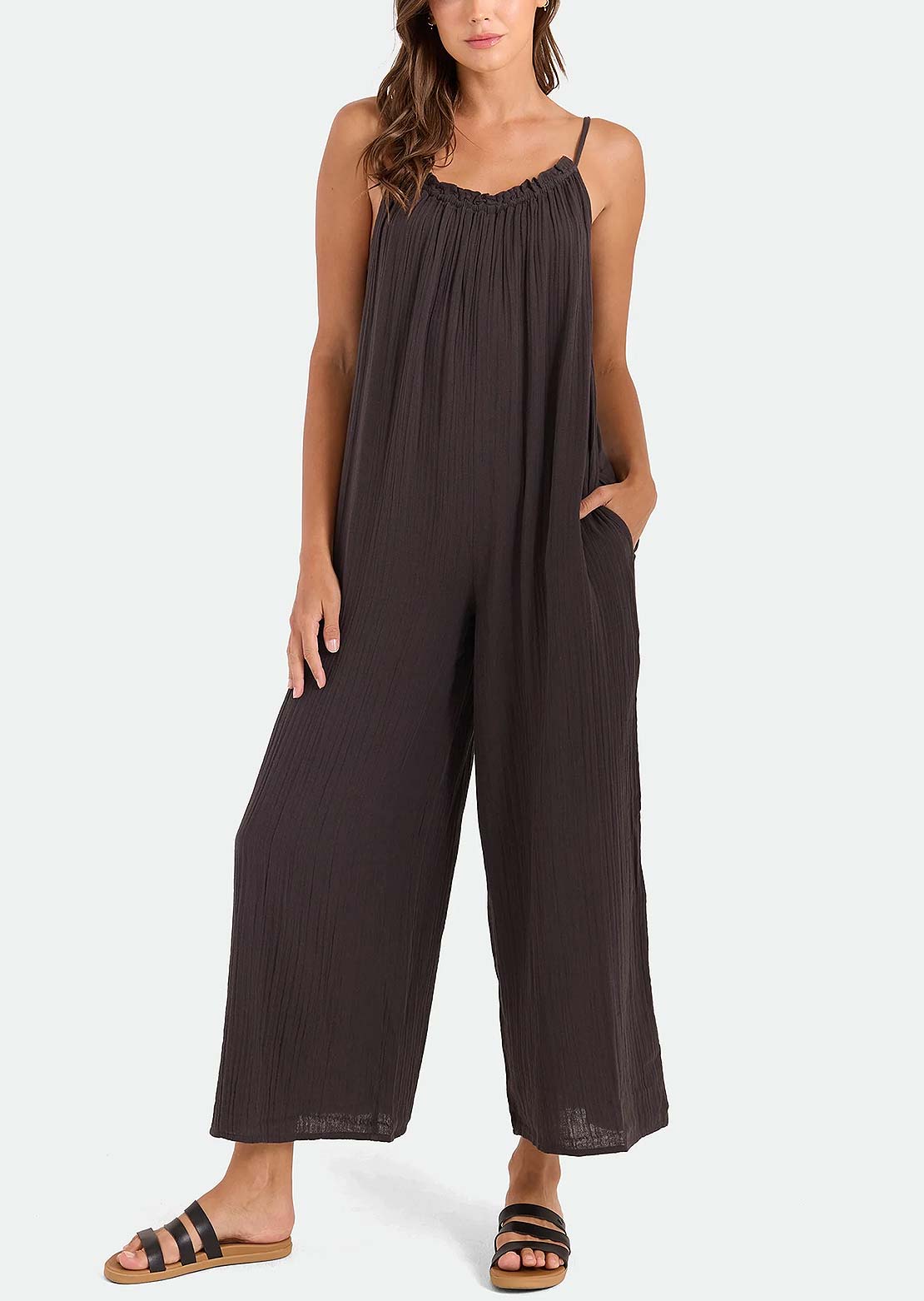 Volcom Women's Ruffle Up Romper Vintage Black