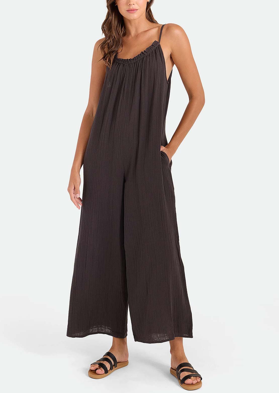 Volcom Women's Ruffle Up Romper Vintage Black
