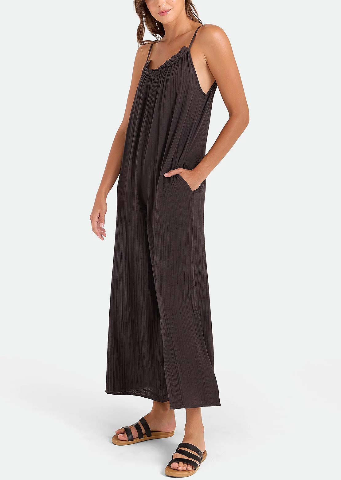 Volcom Women's Ruffle Up Romper Vintage Black