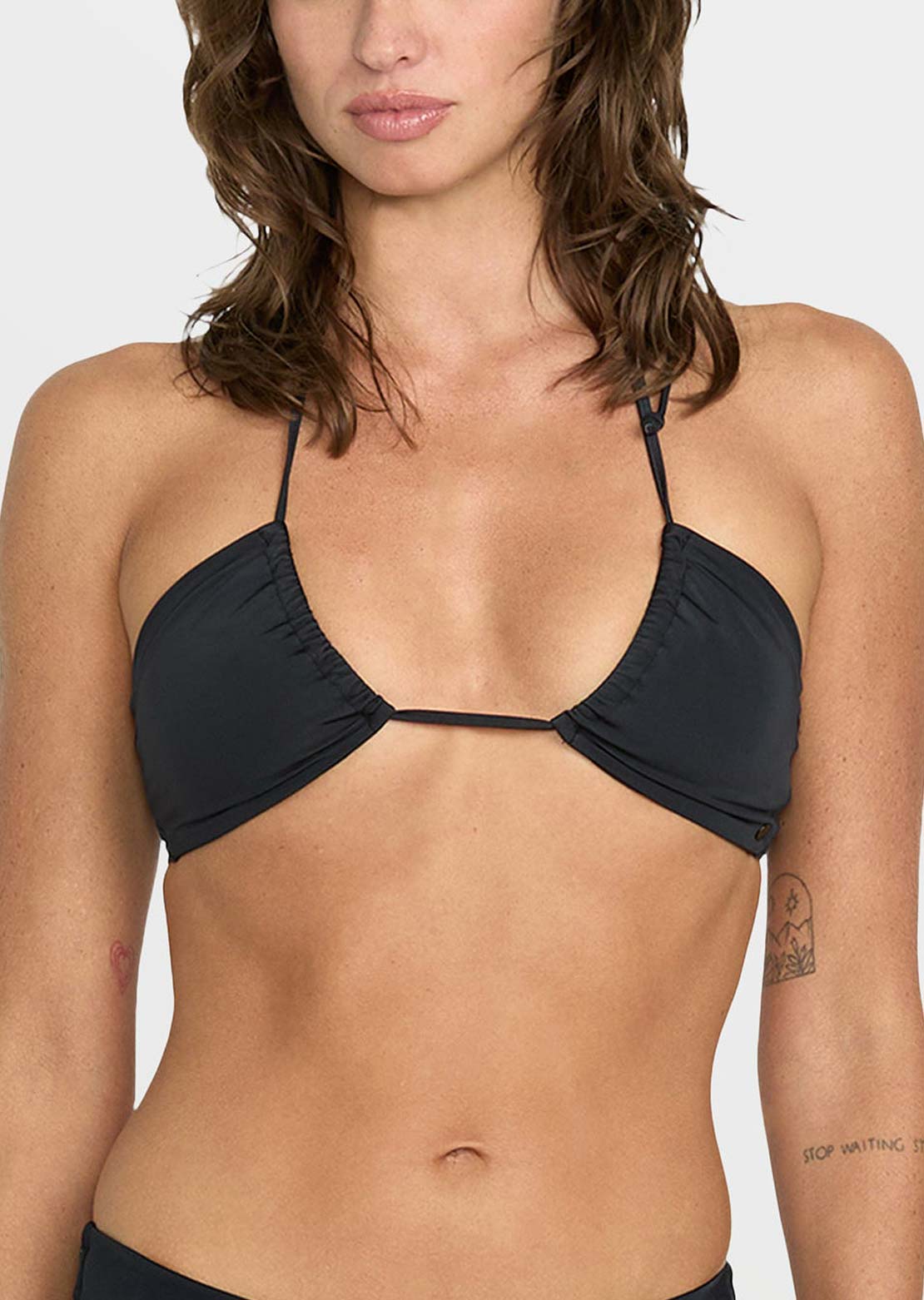 Volcom Women's Simply Seamless Halter Bandeau Bikini Top Black