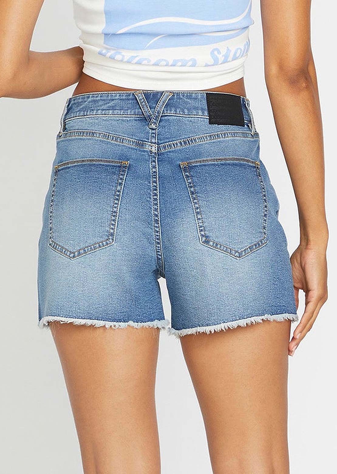 Volcom Women&#39;s STN Step Hirise Shorts Jasper Blue