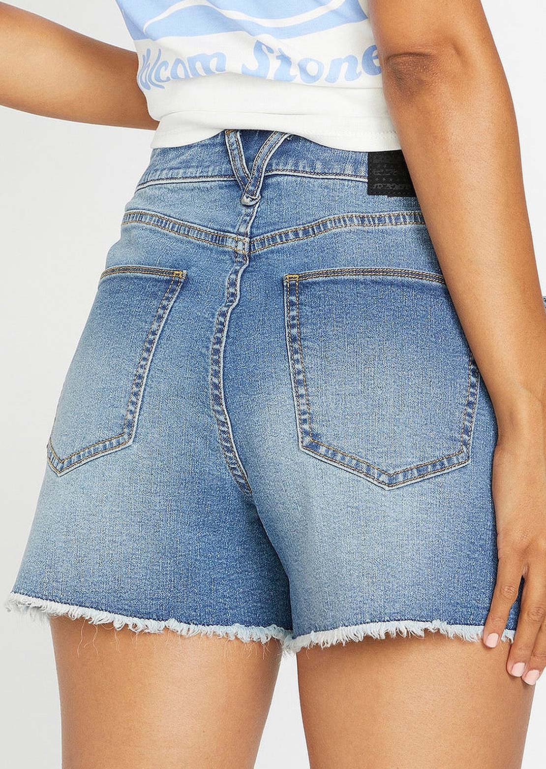 Volcom Women&#39;s STN Step Hirise Shorts Jasper Blue