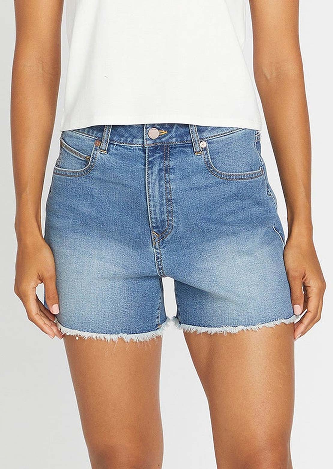 Volcom Women&#39;s STN Step Hirise Shorts Jasper Blue