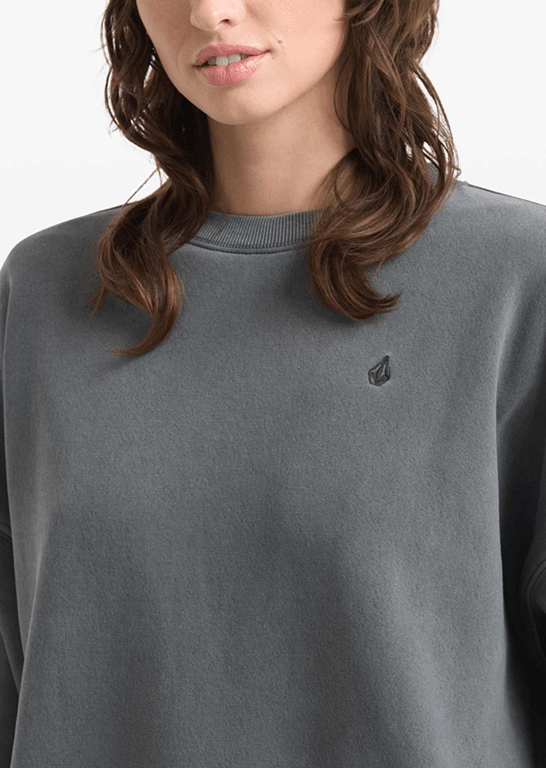 Volcom Women's Stone Soft Crewneck Sweatshirt Charcoal