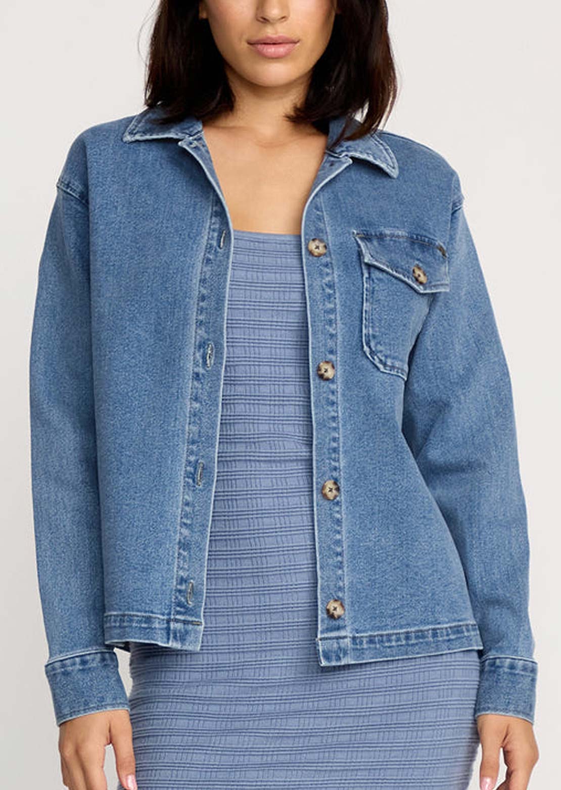 Volcom Women's Stoned Bf Shacket Deep River Blues