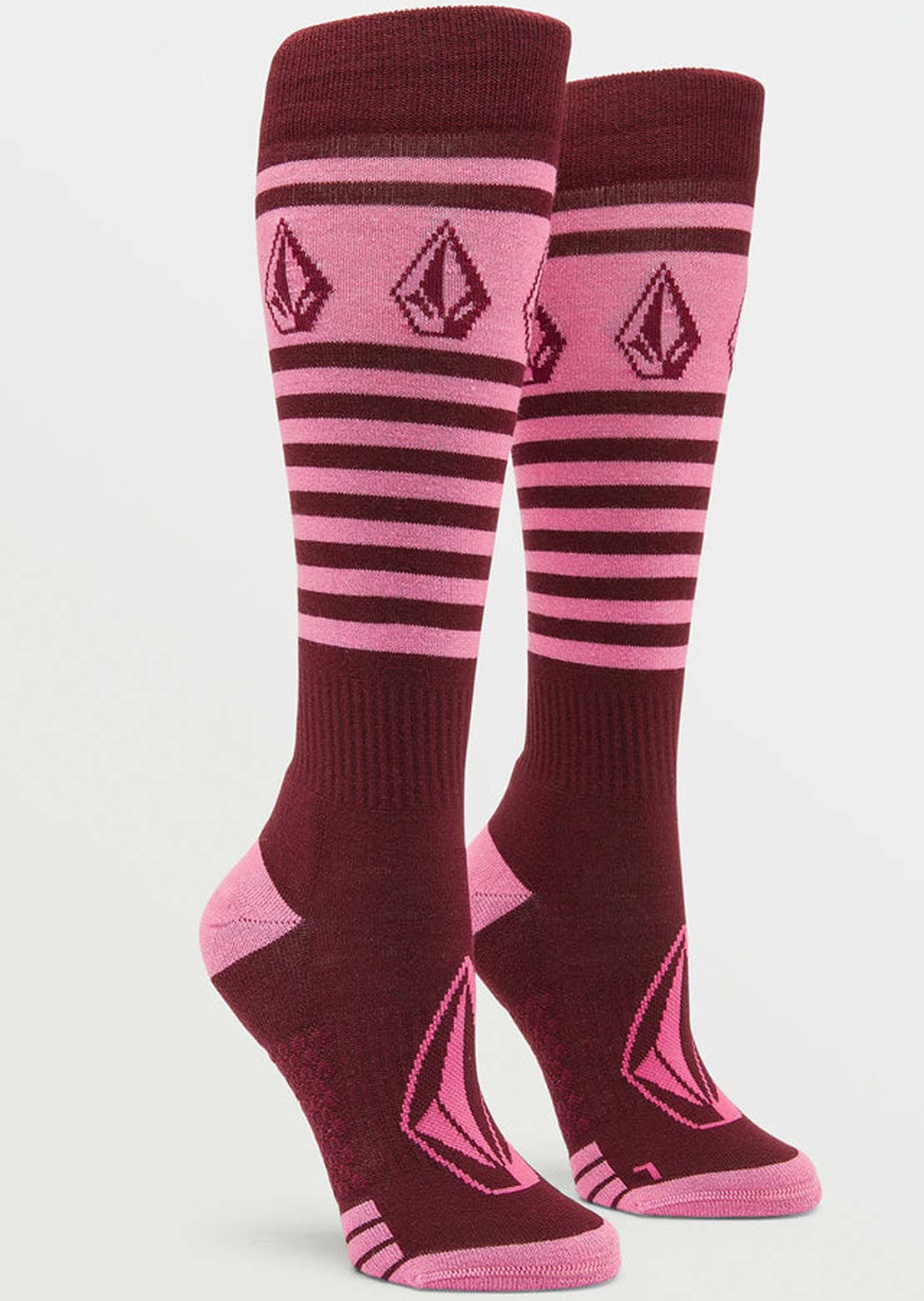Volcom Women's Striker Wool Blend OTC Socks Burgundy