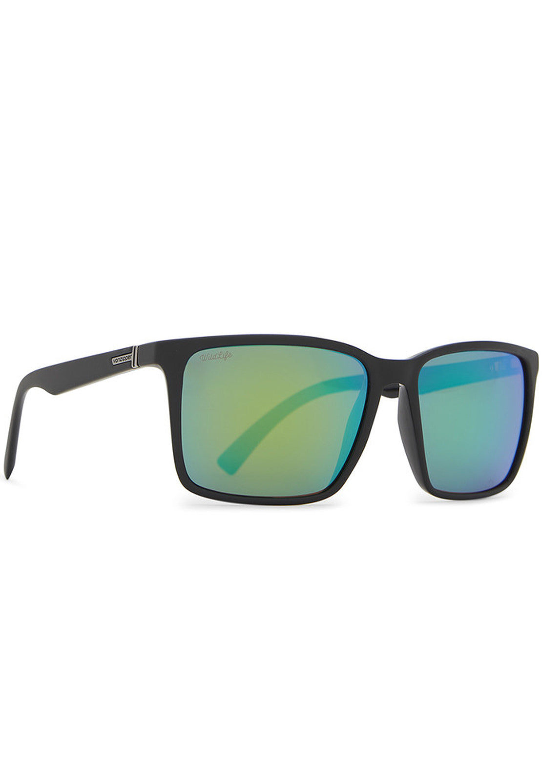 Von Zipper Men&#39;s Lesmore Polarized Sunglasses Black Satin/GRN Gloss Polarized