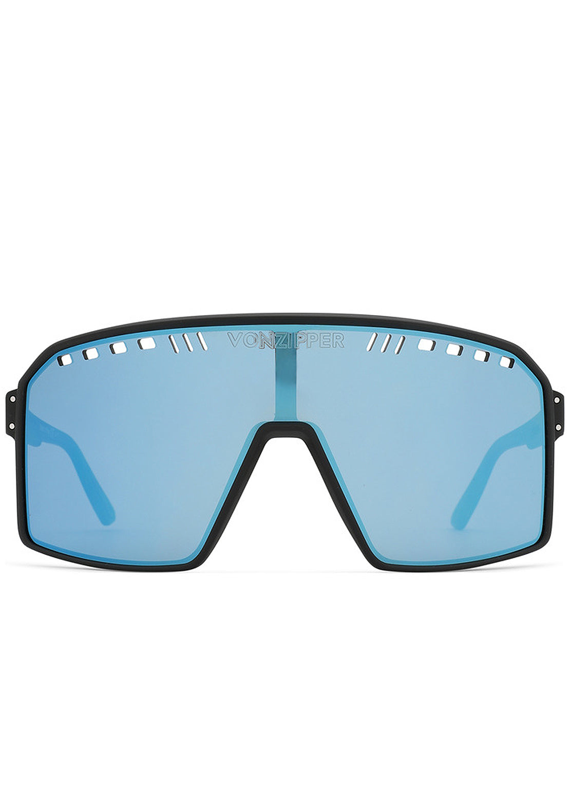 Von Zipper Men&#39;s Super Rad Polarized Sunglasses Black Satin/Blue FLSH Polarized