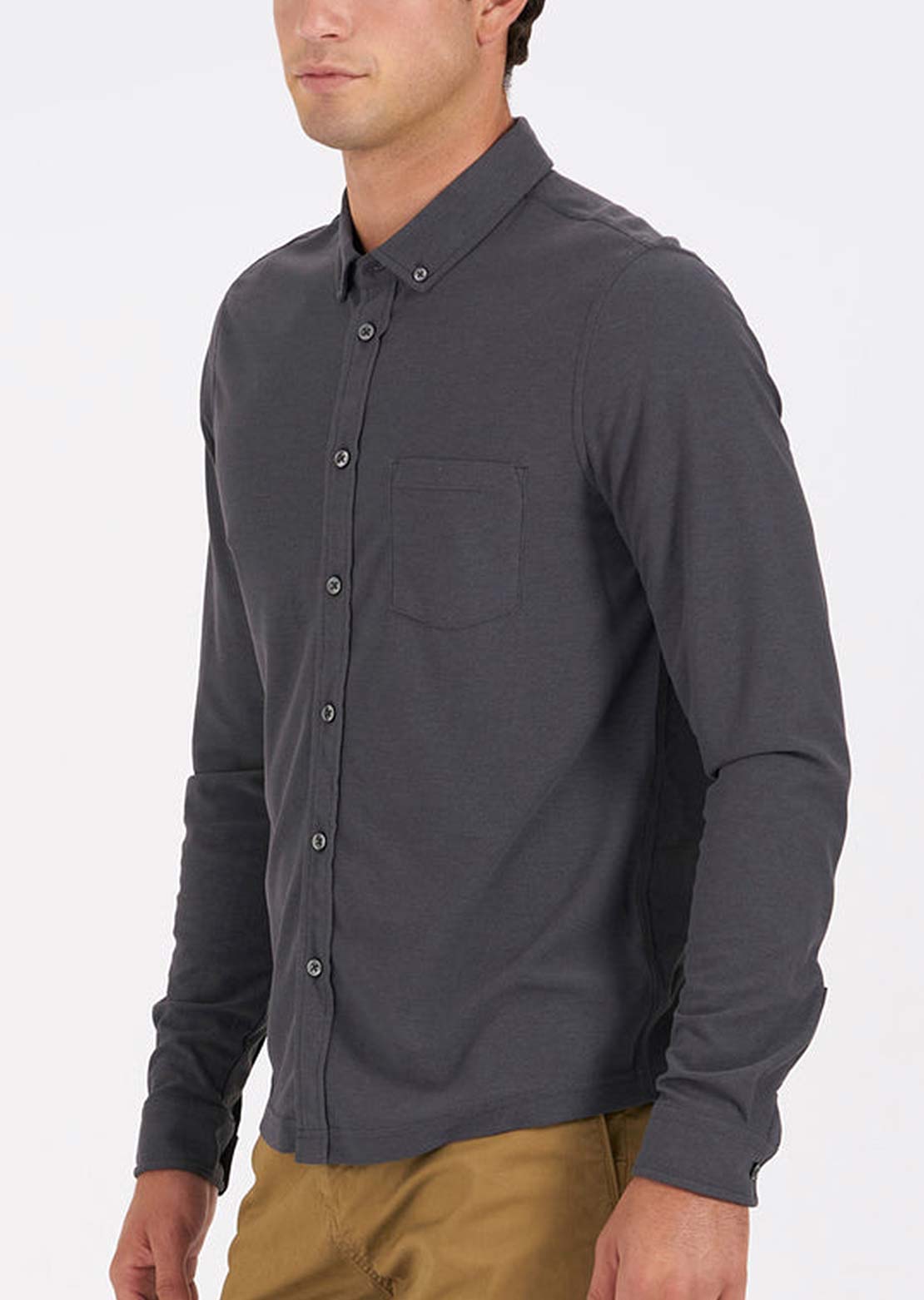 Vuori Men&#39;s Ace Long Sleeve Button Down Shirt Charcoal