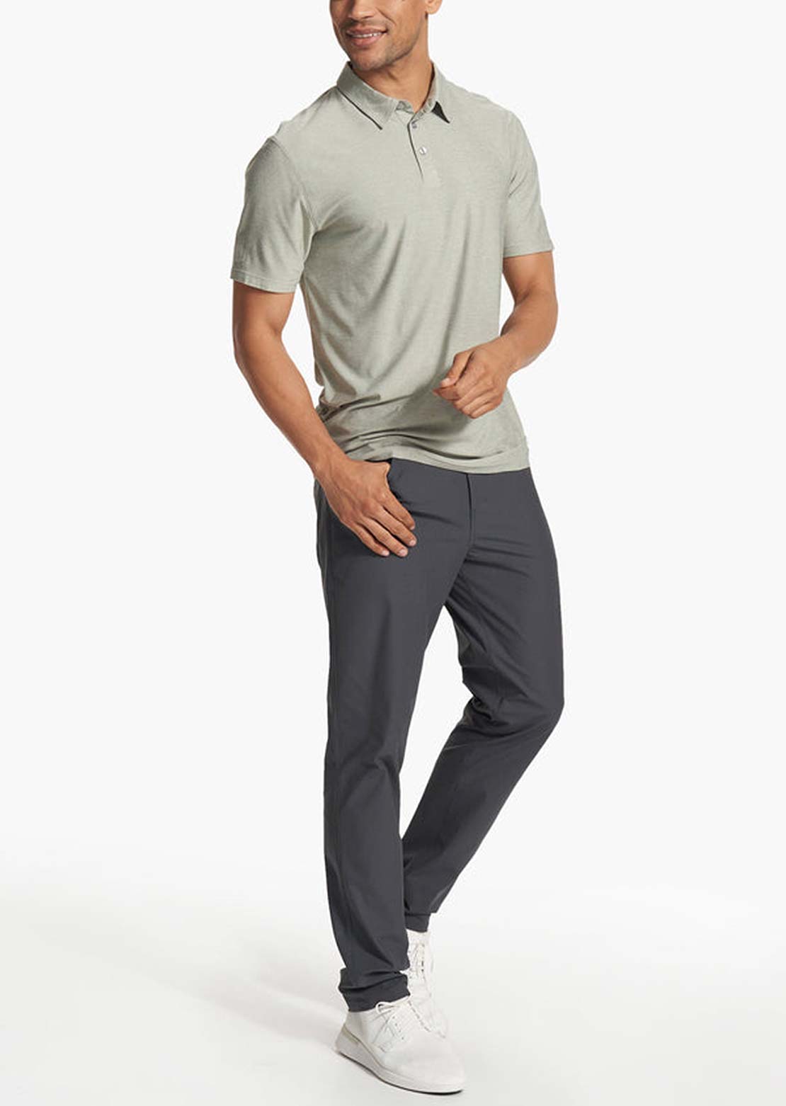 Vuori Men&#39;s Strato Tech Polo White Sage Heather