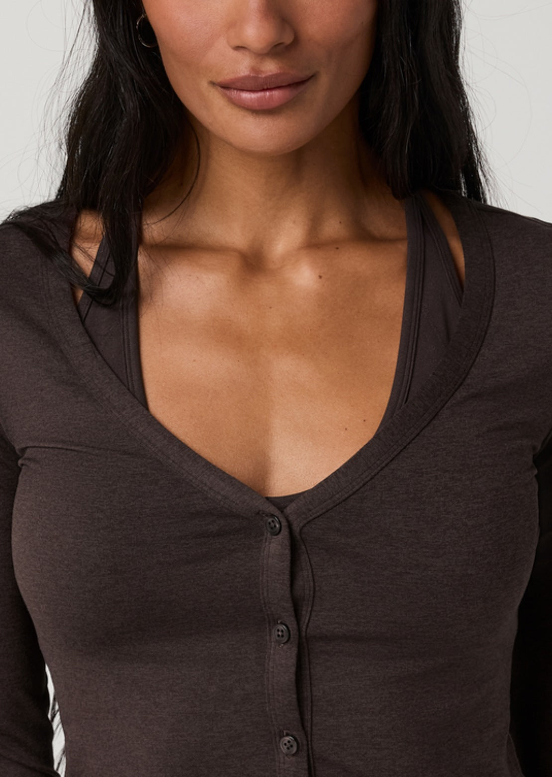 Vuori Women's Halo V-Neck Cardigan Java Heather
