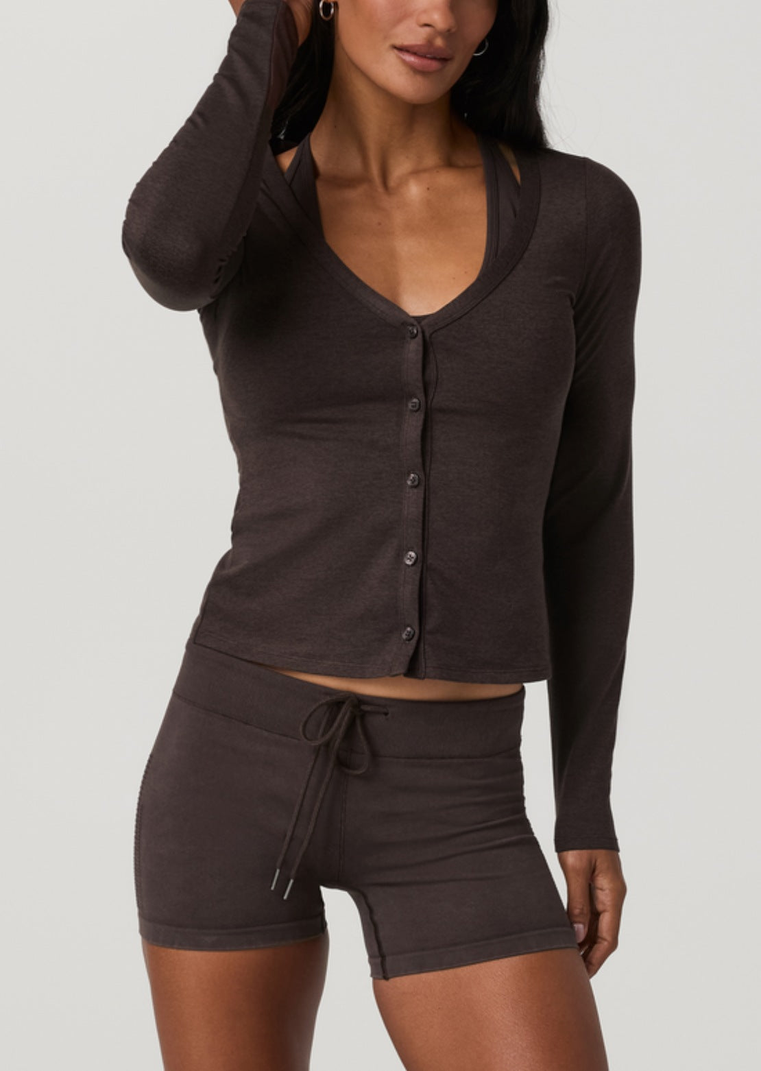 Vuori Women's Halo V-Neck Cardigan Java Heather