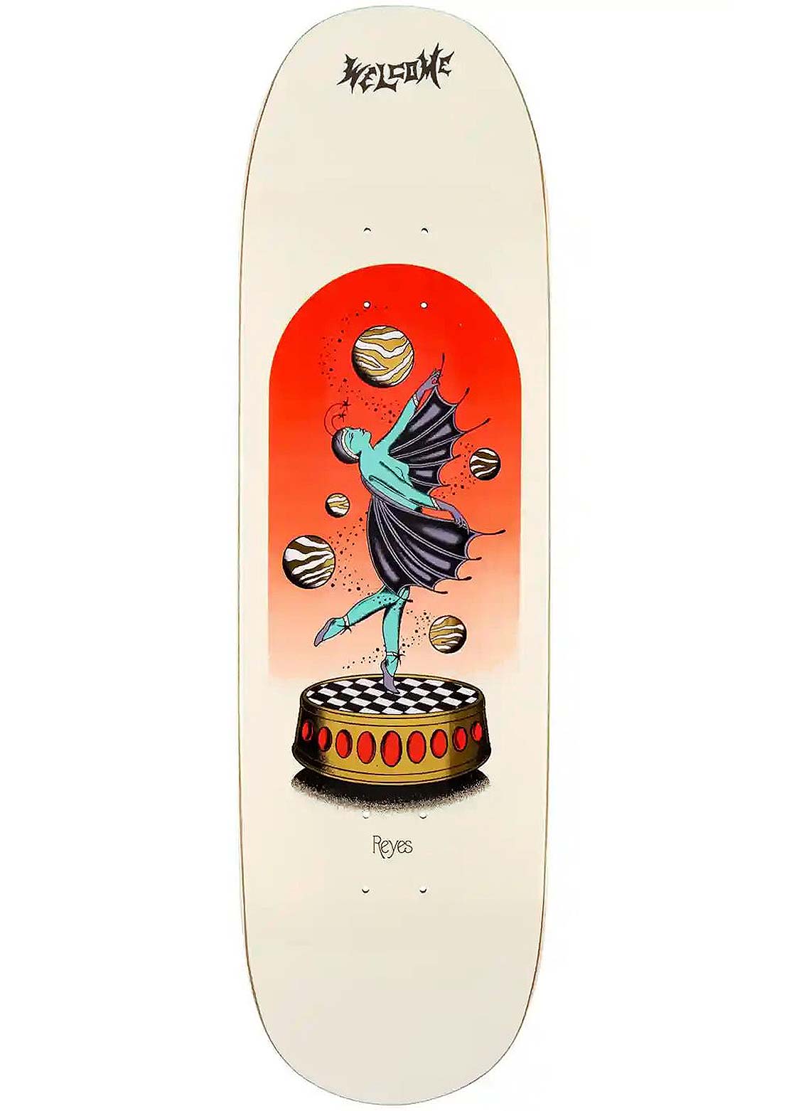 Welcome Skateboards Unisex Dancer Ryan Reyes Pro Model Skateboard Deck White/Gold Foil