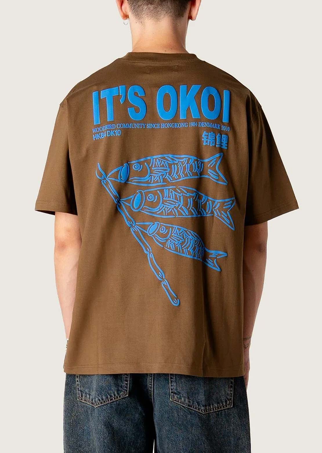 Woodbird Men's Baine Koi T-shirt Dark Brown