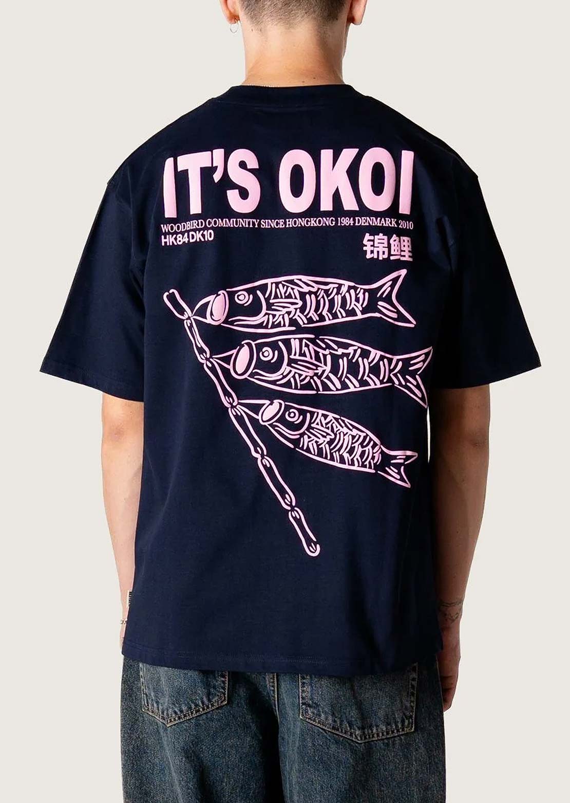 Woodbird Men's Baine Koi T-shirt Dark Navy