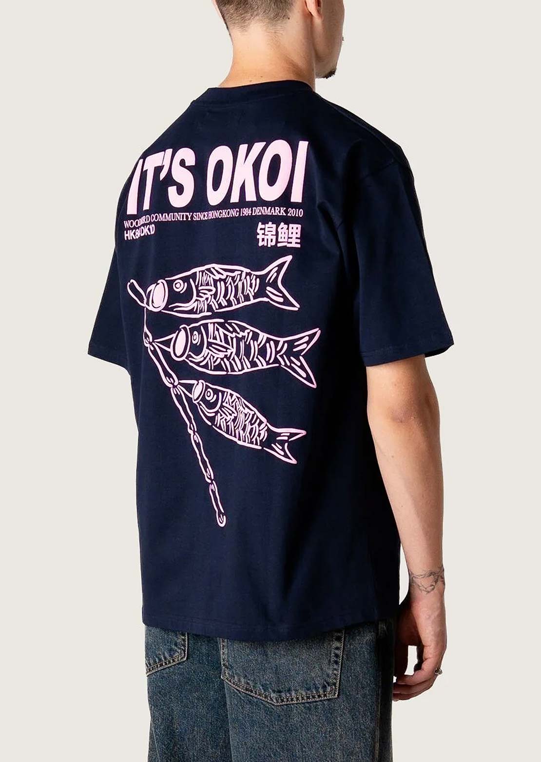 Woodbird Men's Baine Koi T-shirt Dark Navy