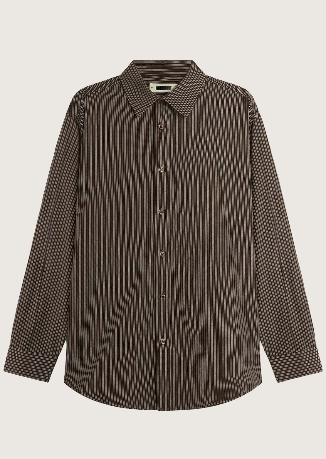 Woodbird Men's Brooks Stripe Button Up Shirt Brown