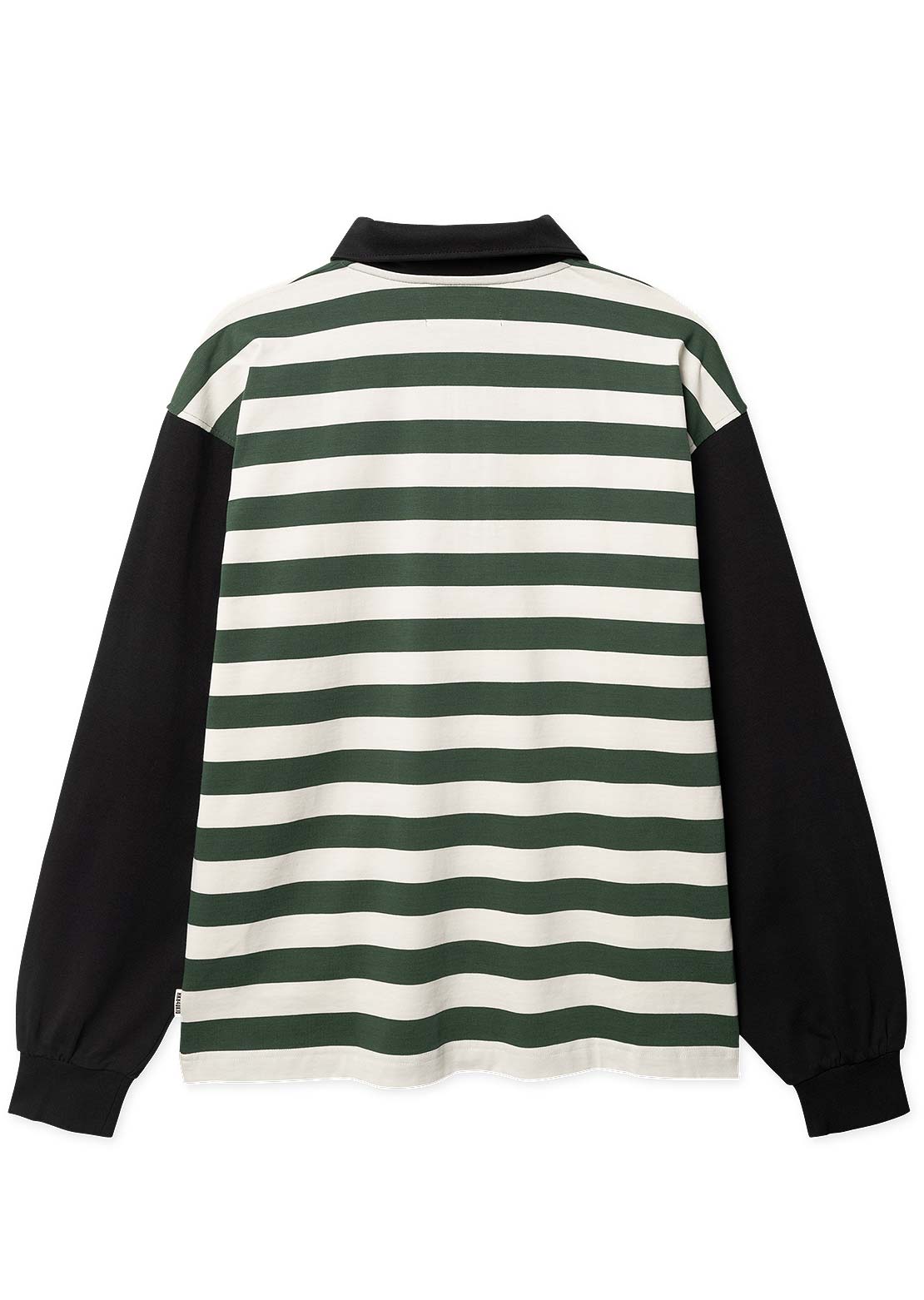 Woodbird Men's Hiro Long Sleeve Stripe Zip Polo Pine Green