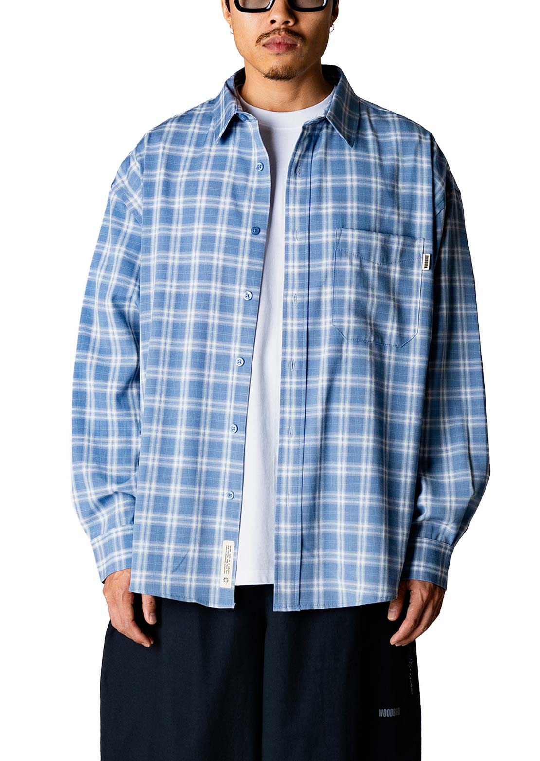 Woodbird Men's Jong Dobby Check Button Up Shirt Light Blue