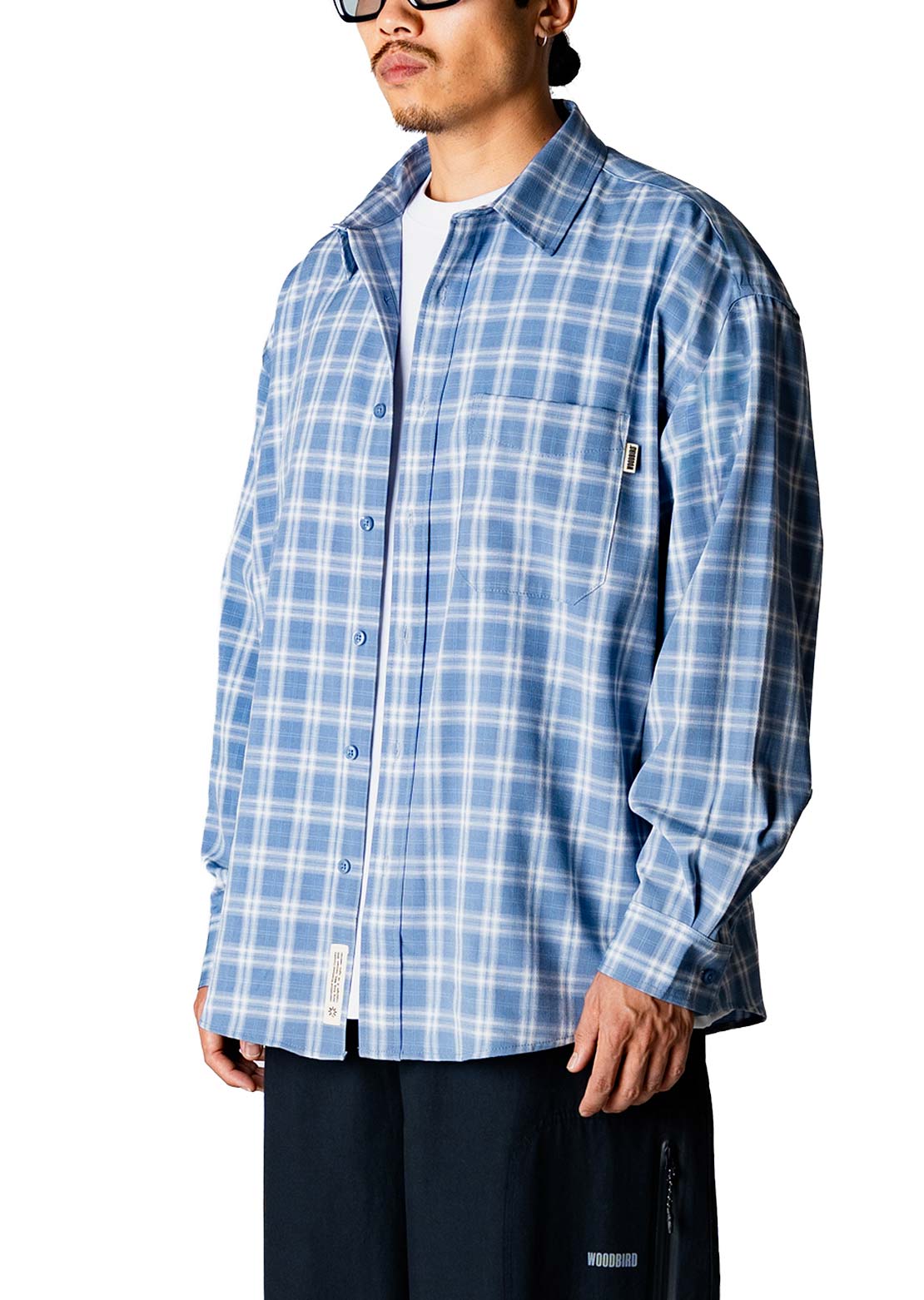 Woodbird Men's Jong Dobby Check Button Up Shirt Light Blue