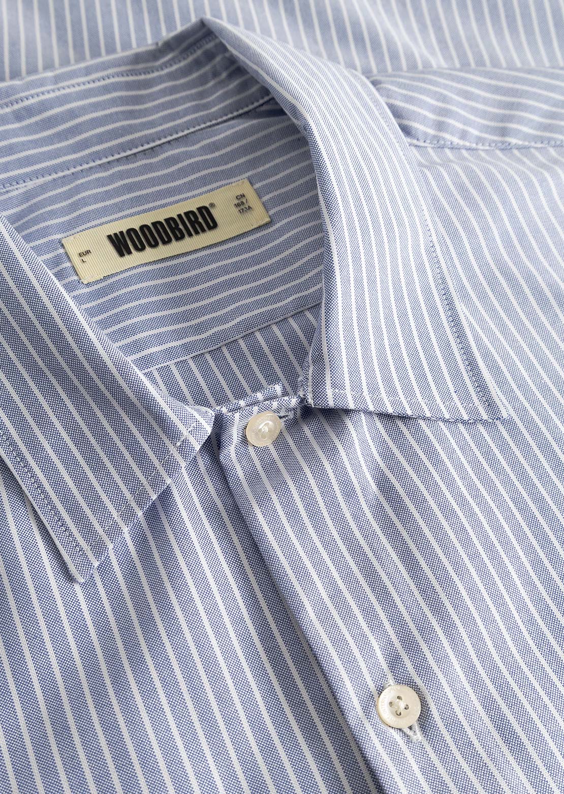 Woodbird Men's Wang Oxford Flower Button Up Shirt Light Blue
