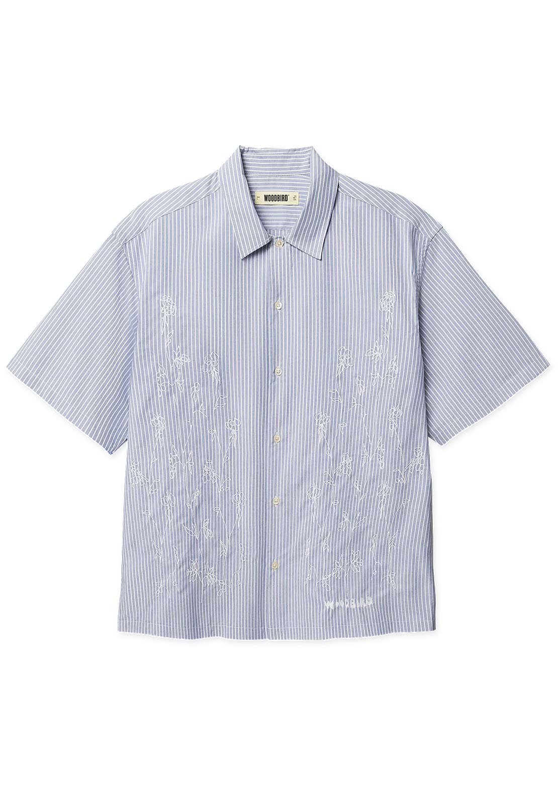 Woodbird Men's Wang Oxford Flower Button Up Shirt Light Blue